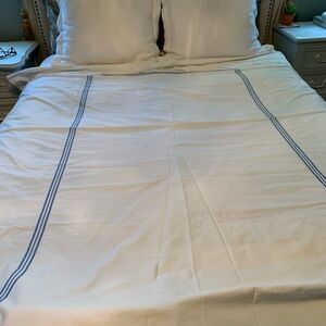 Pine Cone Hill White and Blue Duvet Cover